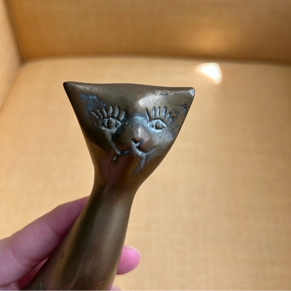 Vintage Brass Cat Mid Century Modern statue figurine - Picture 3 of 9